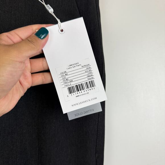 NWT Les Deux Como Suit Pants Slim Fit in Anthrazit Black - 32x30 32/30 - Picture 4 of 9